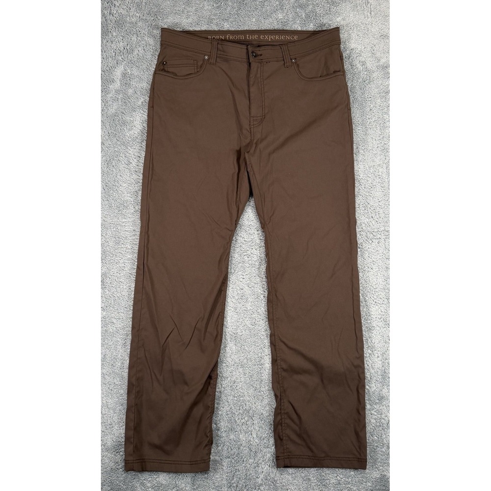 Prana Brion Pants Mens 38x32 Slim Fit Brown Stretch Hiking Outdoor Climbing